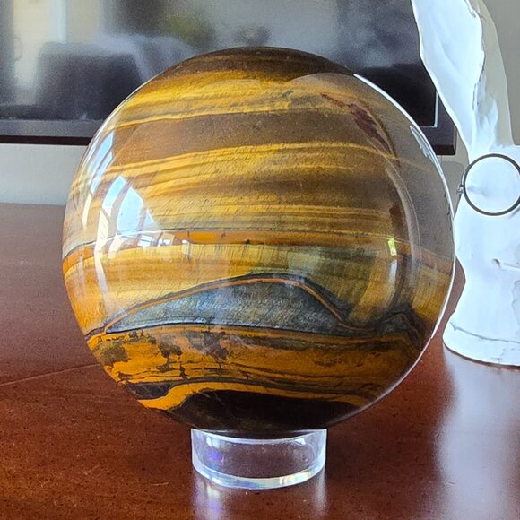 Large Iron Tiger’s Eye Sphere – Strength • Protection • Grounded Confidence - Picture 8 of 9